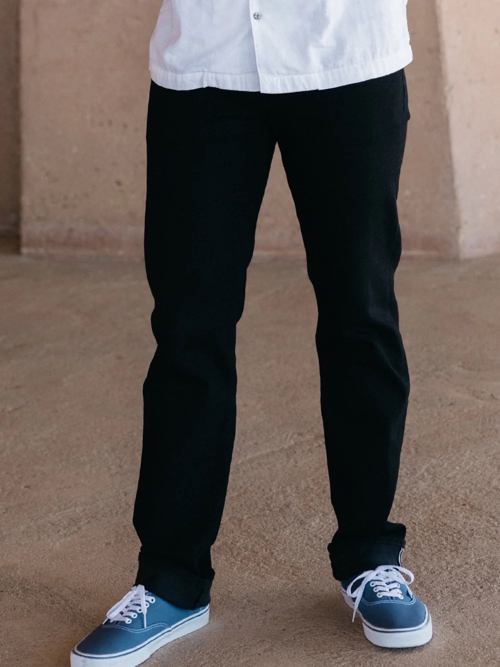 Men's Black Straight-Leg Jeans - Hiroshi Kato 4 way stretch selvedge